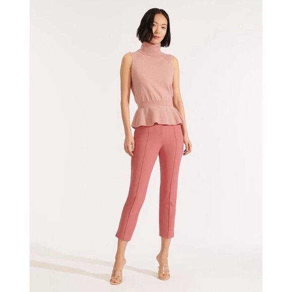 Veronica Beard Pink Straight Leg Ankle Crop Pants Size M - Picture 1 of 5